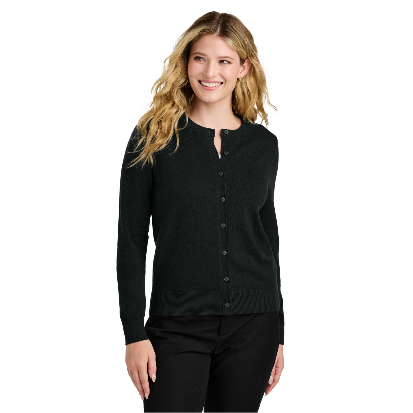 Women's Easy Care Crewneck Cardigan Sweater