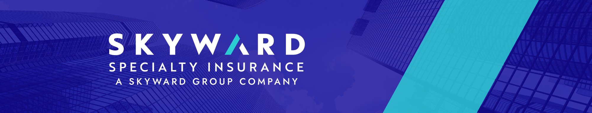 Skyward Specialty Insurance logo on a blue and teal background